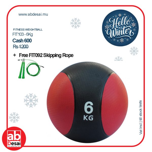 FITNESS Weight Ball 6Kg FIT103 + Free FIT092 Skipping Rope (SOLD OUT)