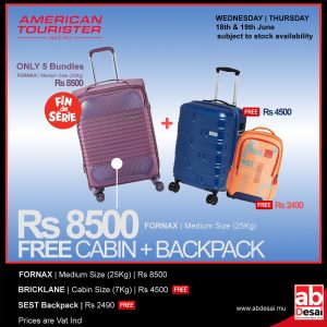 AMERICAN TOURISTER Bundle Fornax Medium + Bricklane Cabin Blue + Sest Backpack
