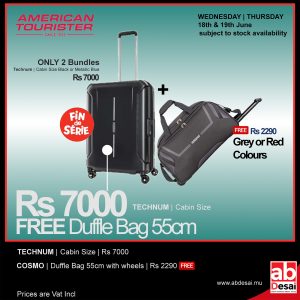 AMERICAN TOURISTER Bundle Technum Cabin Black  + Cosmo American Tourister 55cm duffle with wheels