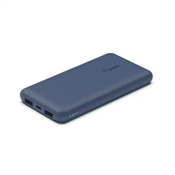 BELKIN 10k Power Bank With USB-C 15w, Dual USB-A, 15cm USB-A To C Cable, Blue BPB011BTBL - Image 2