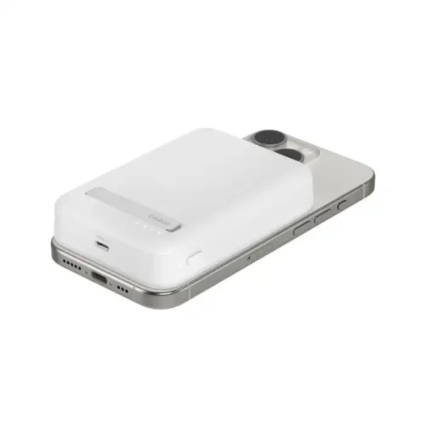 BELKIN BoostCharge Qi2 Magnetic 15W Wireless Power Bank 10K + Stand, for iPhone 16/15/14/13/12 White BPD008BTWH - Image 4
