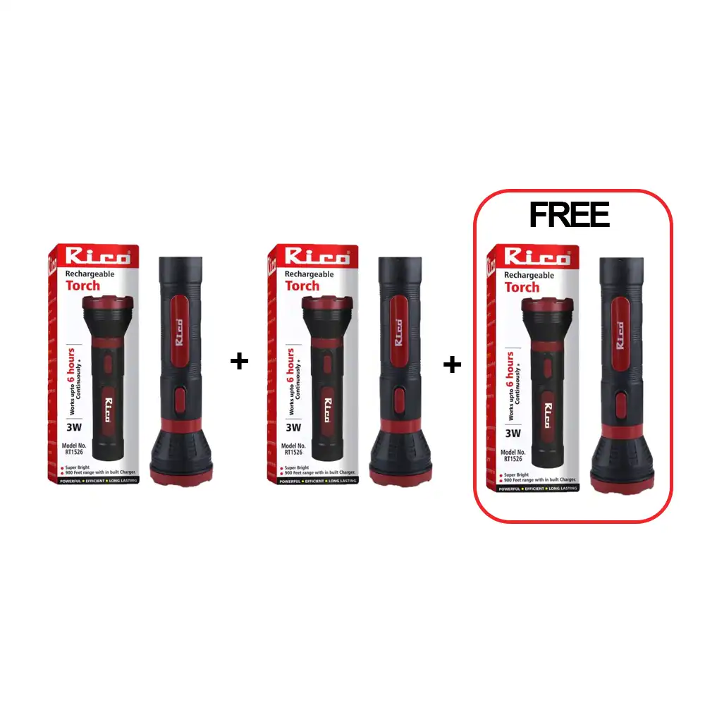 RICO Search Light Rechargeable RT1526 x 2pcs + 1 Free