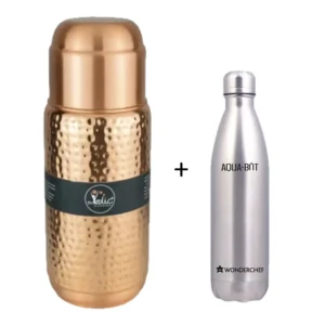 Dr Vedic Copper Bottle 2 tone 2000ml DV18 BotMagnum2tone + Get a Hot-Cold WON131 Wonderchef Bottle free worth Rs 1150