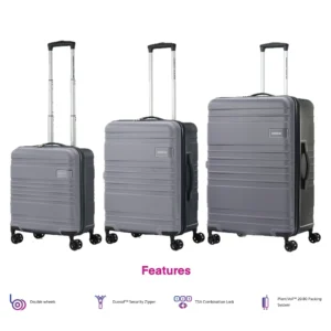 AMERICAN TOURISTER Skylette Set3pcs Black Grey + XIA72096 Medium Size Free with Rs 8500