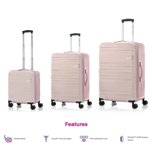 AMERICAN TOURISTER Skylette Set3pcs Pink Beige + XIA72096 Medium Size Free with Rs 8500