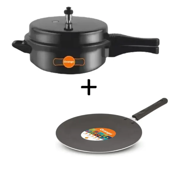 ORANGE Bundle Pressure Cooker Hard Anodised Senior 5.5L Pressure Pan (ORA118) + ORA043 Concave Pan 29cm Non Stick