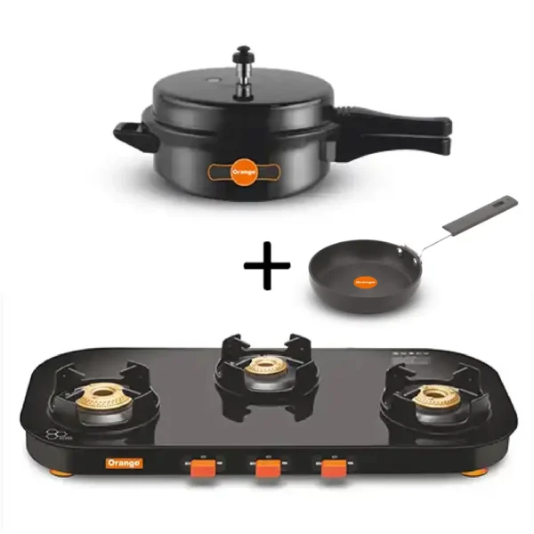 ORANGE Bundle LPG Gas Stove Ace 301 (ORA132) + ORA178 OUTLER LID JR PRESSURE PAN + ORA100 Egg_Tadka Pan