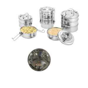 SOLITAIRE Stainless Steel Food Container with Clip CT03 -Add Rs 150 Get BPD01 SS Thali worth Rs 290