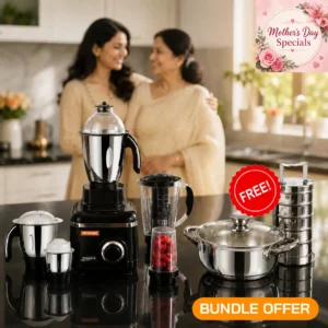 ORANGE Bundle Mixer Grinder All in One STORM (ORA166) + FREE Solitaire Induction Base Casserole IBH04 + Stainless Steel tiffin TS05