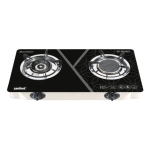 SANFORD Gas Stove 2 Burners | One Infra Red Burner + One Burner Normal Gas SF5351IGC-B Black Blue , get a free Kettle SF1851EK+Puttumaker