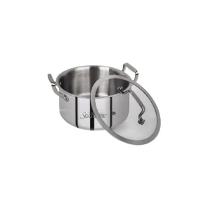 SOLITAIRE Stainless Steel Triply Casserole with Glass Lid 16cm Induction Base TPCGL02