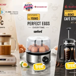 WONDERCHEF Fully Automatic Tea and Cappuccino Maker WON779-63155129 + free Egg Boiler & French Press worth Rs 2280