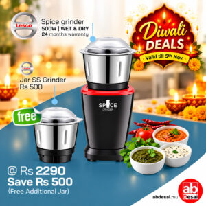 LESCO Spice Grinder 500W Grinder Wet & Dry PLUS Get one Addiitonal S-Steel Lar worth Rs 500 FREE.