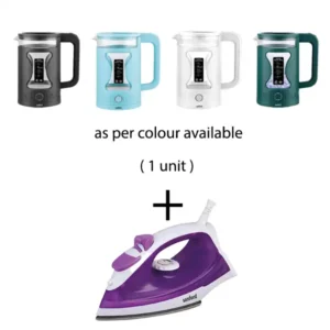 SANFORD 1.8L Glass Cordless Electric Kettle SF3359EK (as per colour available) + Add Rs 300 and Get Steam Iron SF48SI Purple Pink worth Rs 1290