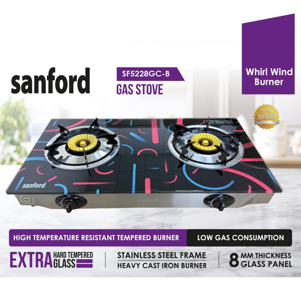 SANFORD Gas Stove Tempered Glass 2 Burners SF5228GC-B Design1 + Free Box Fan worth Rs 1390 K1202B - Image 2