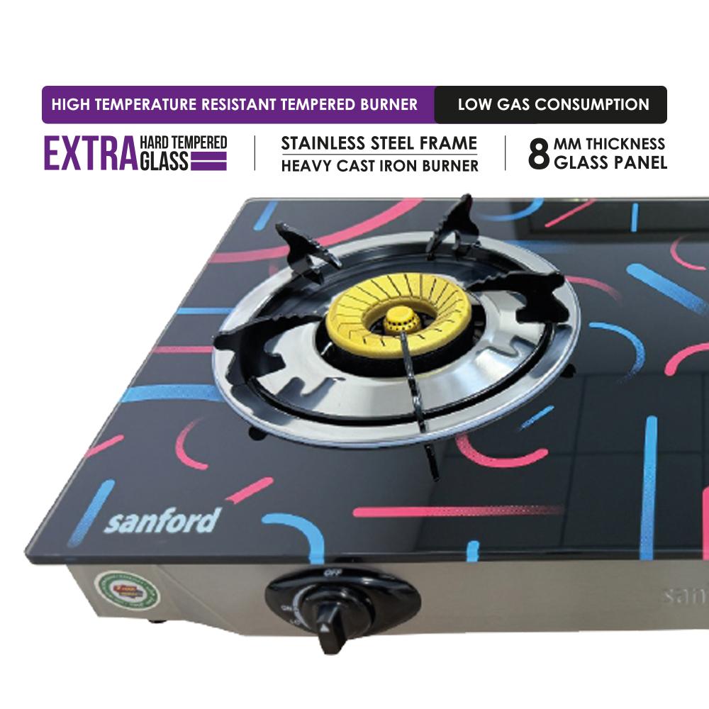 SANFORD Gas Stove Tempered Glass 2 Burners SF5228GC-B Design1 + Free Box Fan worth Rs 1390 K1202B - Image 3