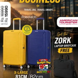 AMERICAN TOURISTER Robotech XL Citron Yellow + Free Zork Laptop Briefcase