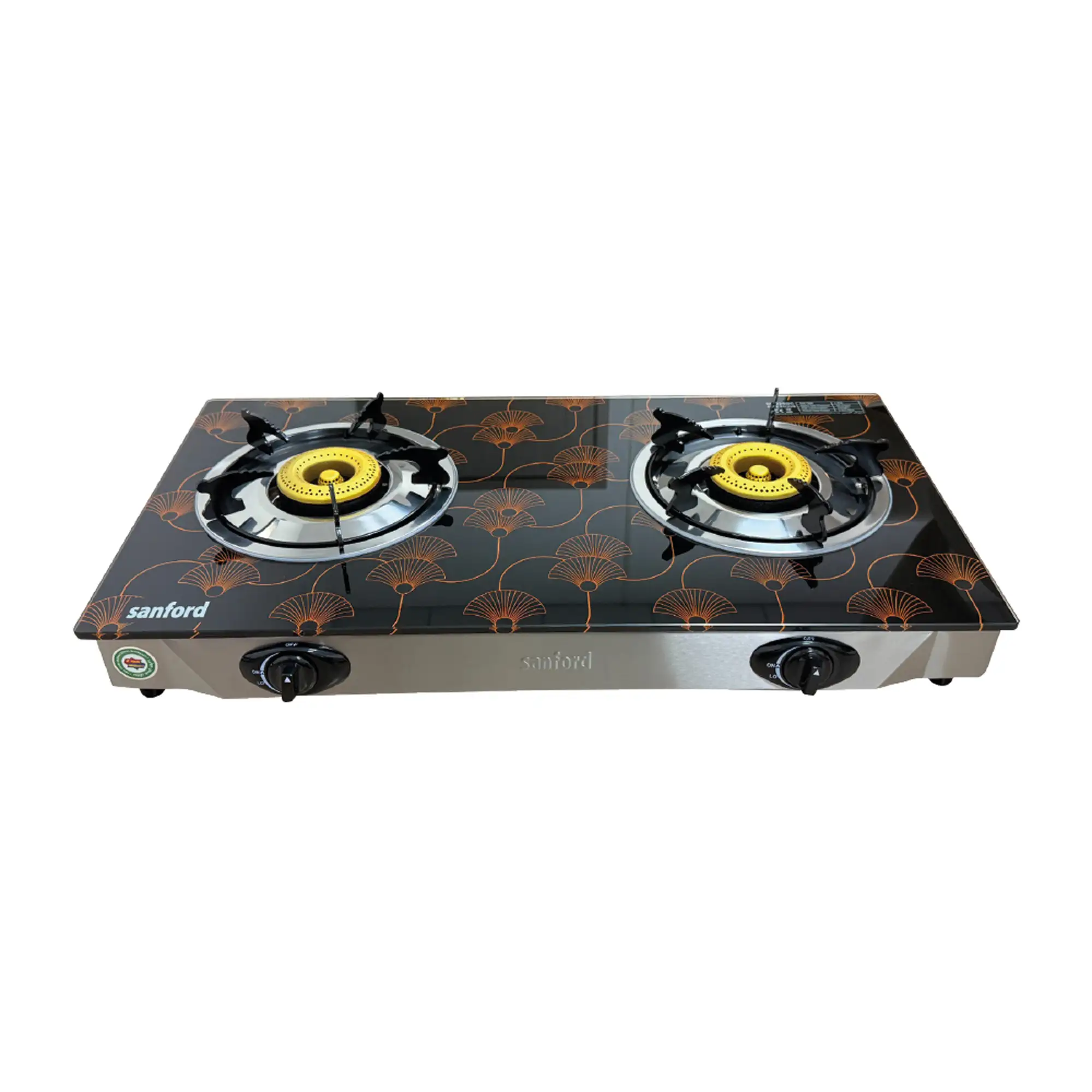 SANFORD Gas Stove Tempered Glass Double Burner SF5228GC-A-Design1 + Free K1202B Box Fan worth Rs 1390