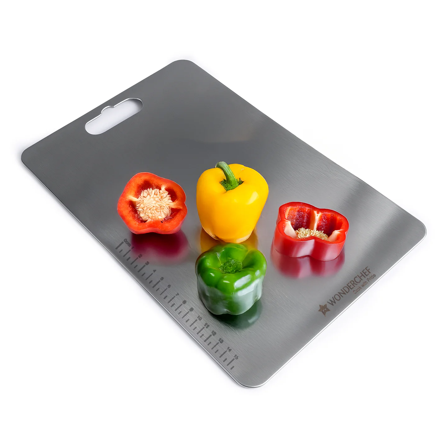 WONDERCHEF Ambrosia Stainless-steel Vegetable Chopping Board for Kitchen | Heavy-duty Material | Crack and Warp Resistant | Non-porous | Sturdy Surface | Light-weight | Easy to Clean WON765-63155073