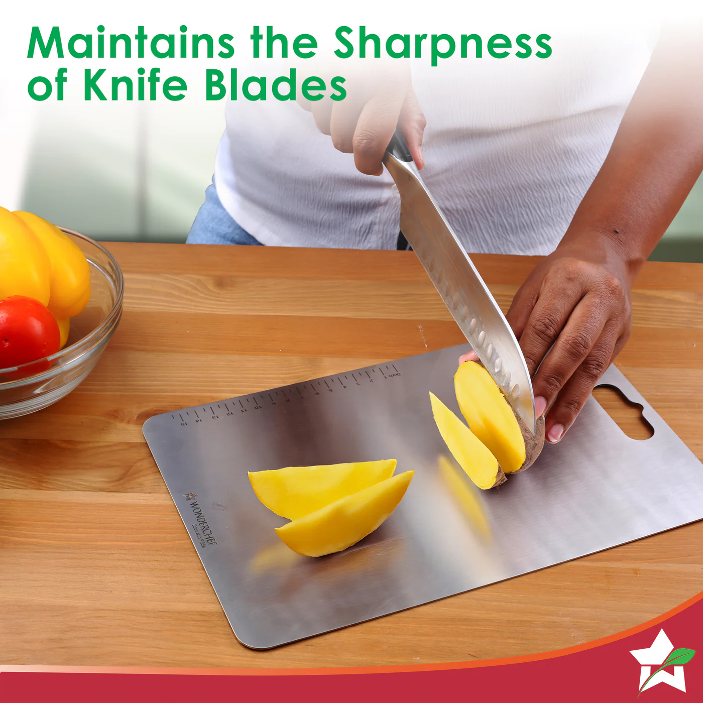 WONDERCHEF Ambrosia Stainless-steel Vegetable Chopping Board for Kitchen | Heavy-duty Material | Crack and Warp Resistant | Non-porous | Sturdy Surface | Light-weight | Easy to Clean WON765-63155073 - Image 3