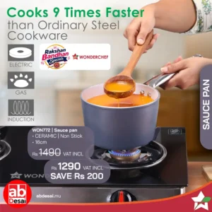 WONDERCHEF Eco-Glide Saucepan | Chemical-free Ceramic Coating | 16cm, 1.75L | Healthy, Low Oil Meals | Scratch-resistant | Stainless-steel Handle | Gas & Induction Compatible | Grey | Easy to Clean WON772-63155098