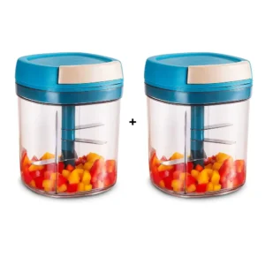 WONDERCHEF Pulse Vegetable String Chopper | Vegetable Cutter | 900ml | 6 Sharp Stainless-steel Blades for Precise Cutting | Transparent Bowl | Anti-slip Design WON783-63155074 X2PCS