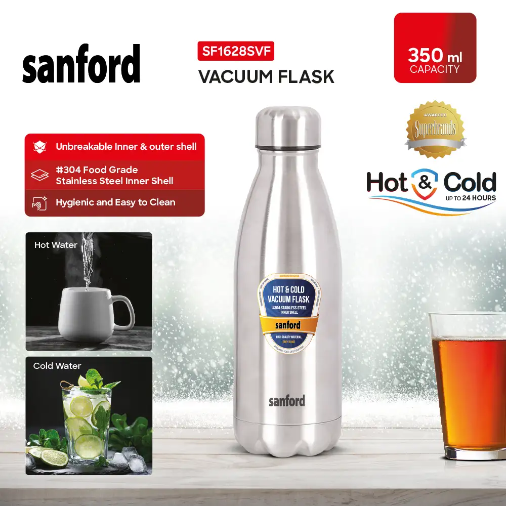 SANFORD Vacuum Flask 350ML HOT-COLD Stainless Steel SF1628SVF (Get 2 units at Rs 1000) - Image 5