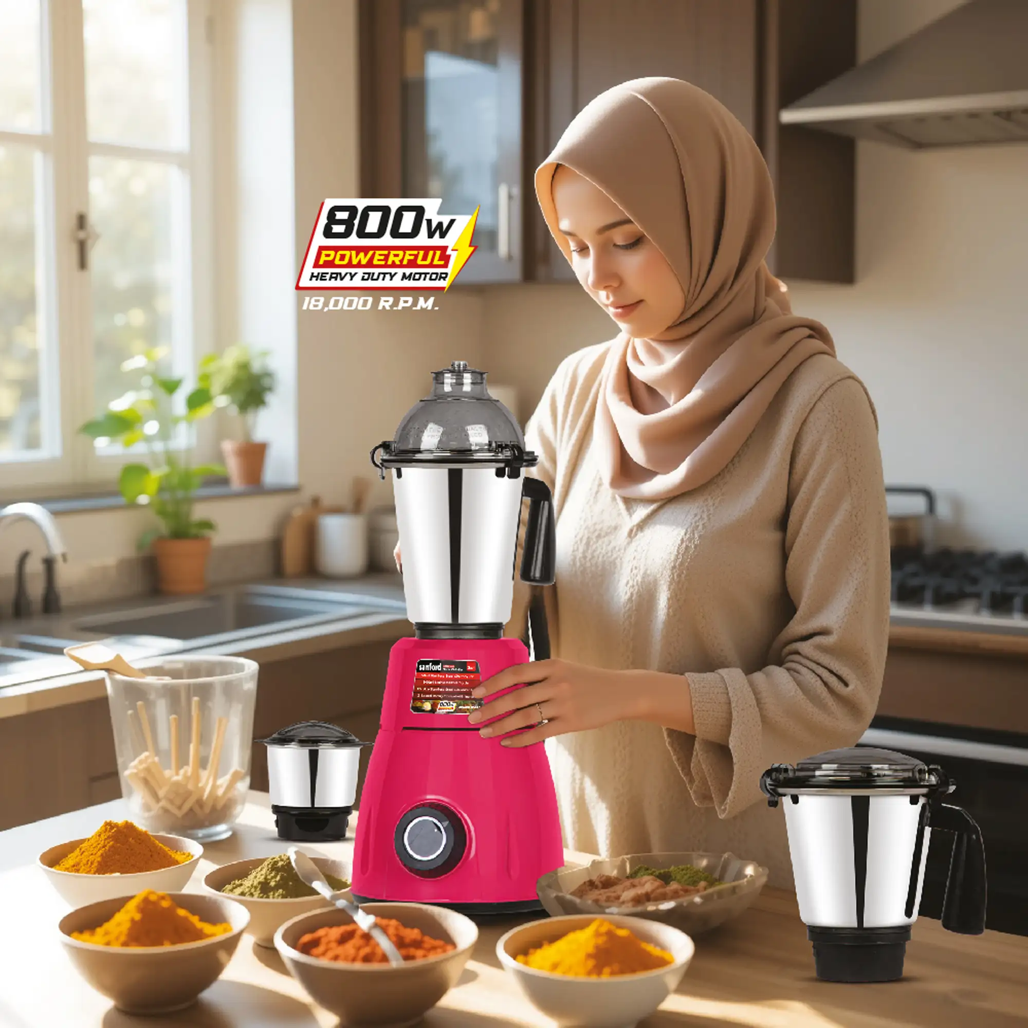 SANFORD Mixer Grinder 800W SF5901GM (as per availability of colour) - Image 2