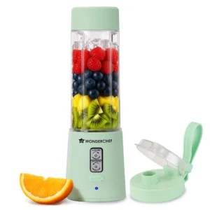 WONDERCHEF Twister Portable Blender, 500ml, Dual-rotation Stainless-steel Blades, For Crushing Ice, Smoothies, Shakes, Salad Dressings, For Backpacks/Office Bags, Type-c Charge, 1-Yr Warranty, Mint Green WON784-63155202
