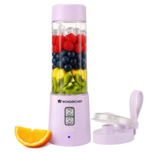 WONDERCHEF Twister Portable Blender, 500ml, Dual-rotation Stainless-steel Blades, For Crushing Ice, Smoothies, Shakes, Salad Dressings, For Backpacks/Office Bags, Type-c Charge, 1-Yr Warranty, Lavender WON785-63155201