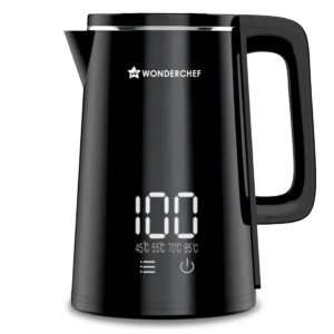 WONDERCHEF Onyx Cool-touch Digital Kettle, 1.8 L, Stainless-steel Interior, 1350W, Choose from 4 Temperature Modes, Rapid Boiling in 5 Mins for Tea, Coffee, Instant Food, Auto Shut-off, 2-Yr Warranty WON786-63155189
