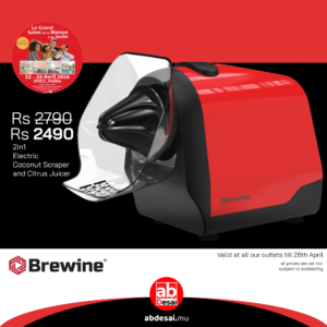 BREWINE 2-in-1 Coconut Scraper & Citrus Juicer with Dual Speed Settings, Cooling Fan for Ventilation, Stainless Steel Scraping Blade, Splash Guard, Super Suction Feet for Stability, 200 Watts