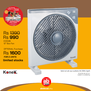 KONEK 12inches Box Fan with timer K1202B