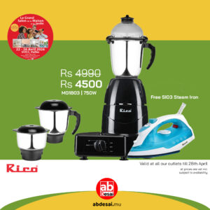 RICO Mixer Grinder 750W MG1803 Black + Free SI03