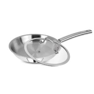 SOLITAIRE Stainless Steel Triply Fry Pan with Glass Lid 26cm TPFGL04