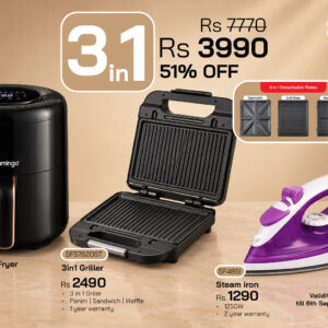 Bundle FLAMINGO Air Fryer 4Lts Digital FL500AF + Sanford Griller 3in1 + Sanford Steam Iron
