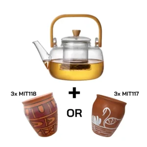 Glass Tea Pot 1200ml ABD24037 + Three Chai Cups