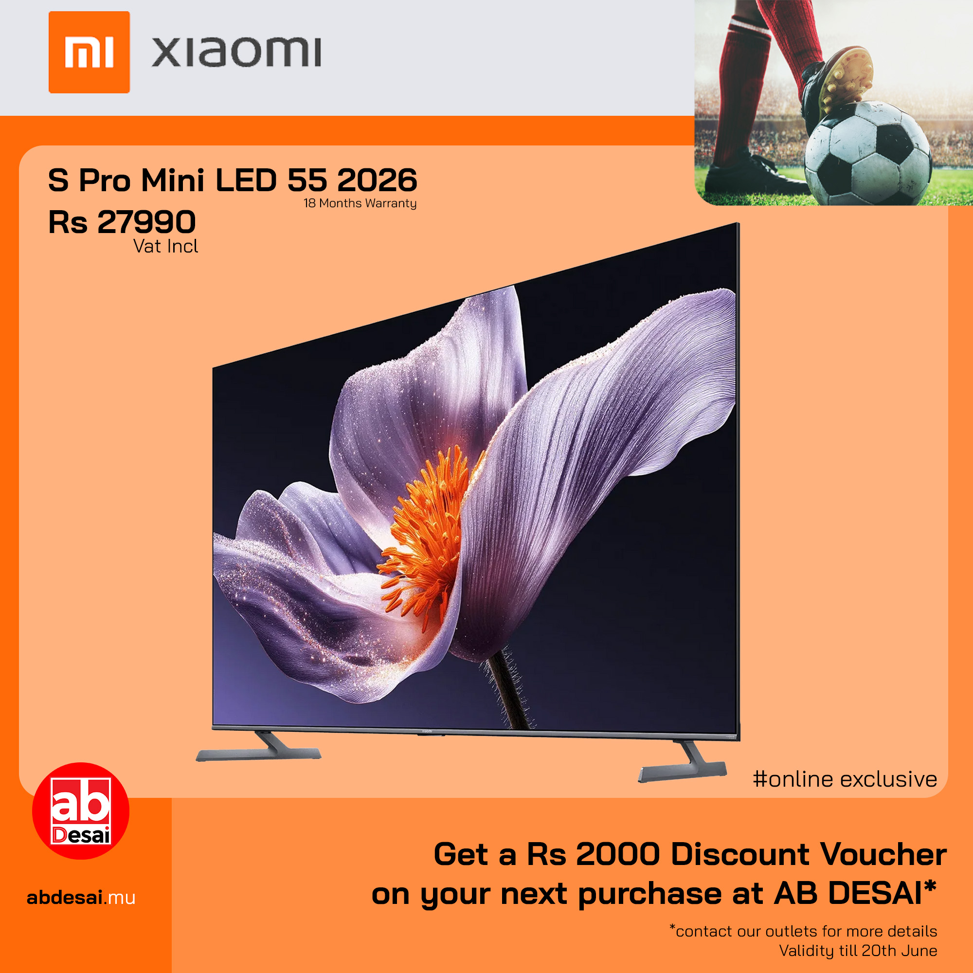 XIAOMI TV S Pro Mini LED 55" 2026 XIA67528 + Discount Voucher Rs 2000