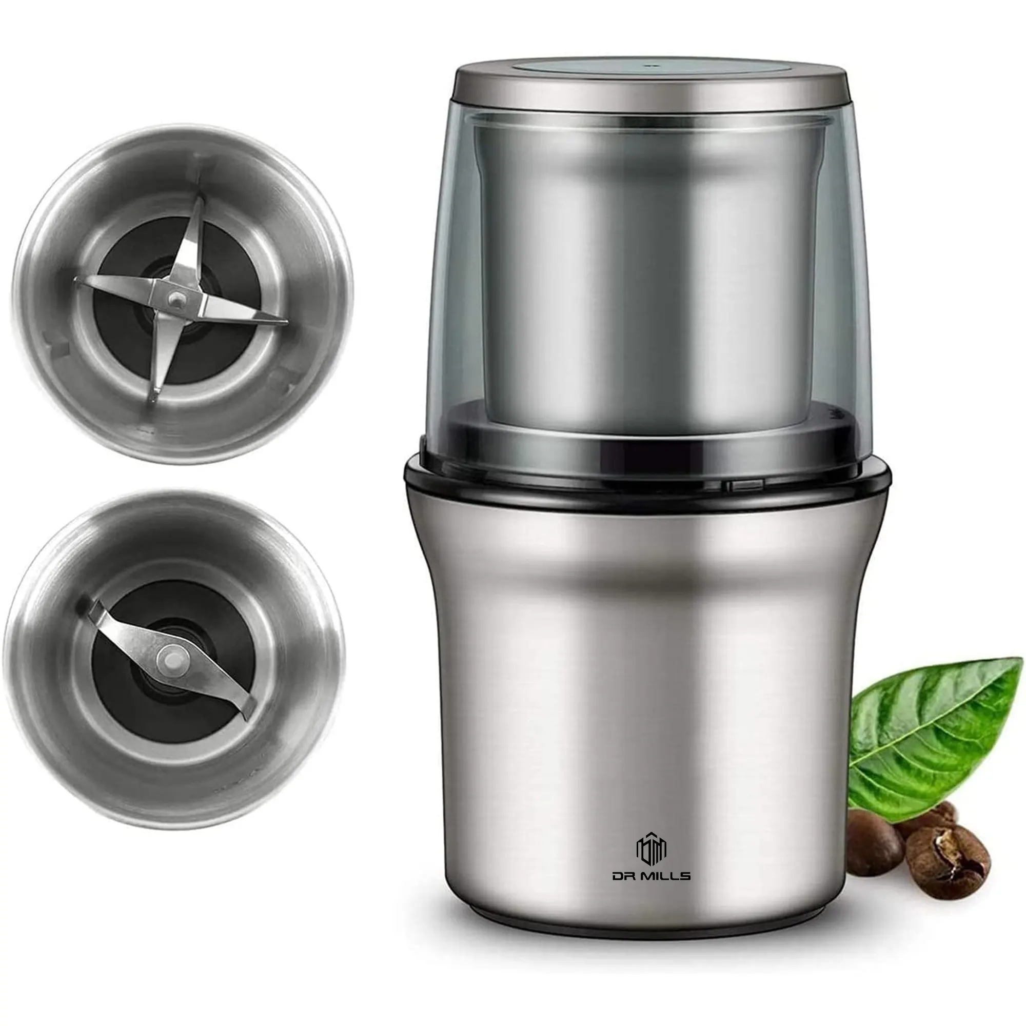 DR MILLS Electric Stainless Steel Dry and Wet Grinder for spices, coffee and paste DM7412M
