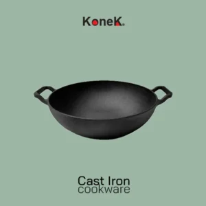 KONEK Cast Iron Wok 23cm naturally non-stick KCIWOK23