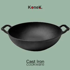 KONEK Cast Iron Wok 30cm naturally non-stick KCIWOK30