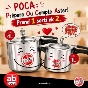 UNITED Pressure Cookers - Prend 1 Sorti Ek 2 tempo - 4L+1L