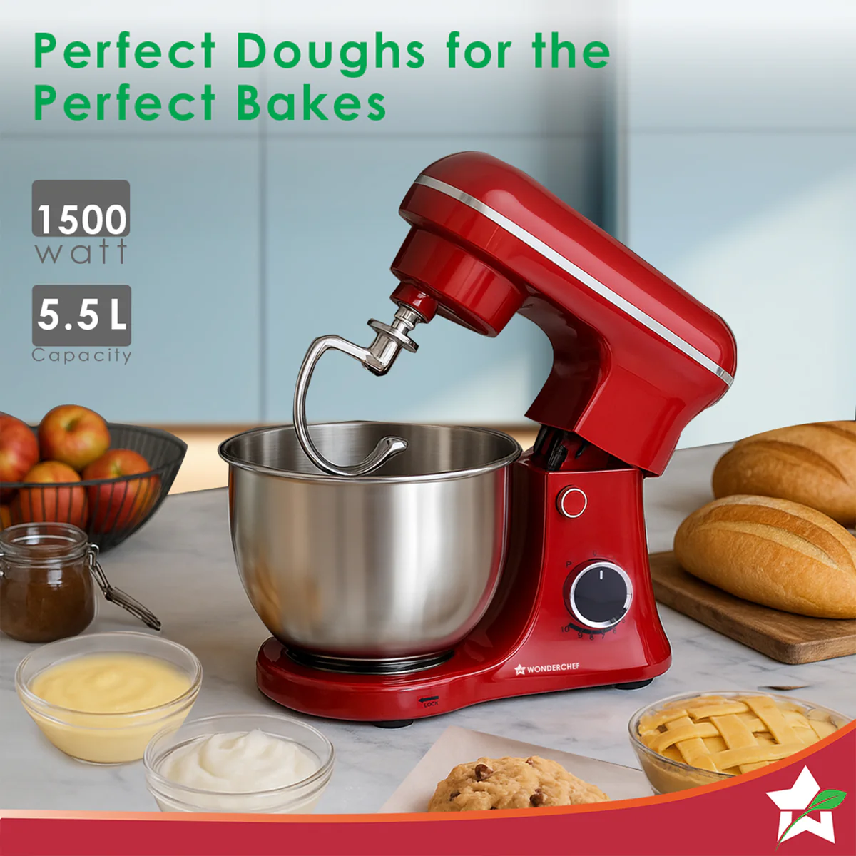 WONDERCHEF Regalia Neo Stand Mixer | 5.5L Stainless-steel Bowl | 10-speed Setting | 4 Attachments | Whisk, Whip, Beat, Mix | For Cake & Pizza Doughs, Creams, Salad Dressings, Eggs | 2 Year Warranty | Red WON796-63155128 - Image 7
