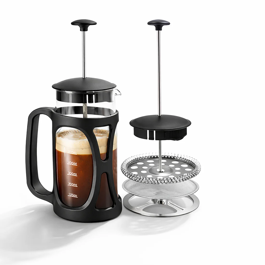 WONDERCHEF French Press Coffee Maker 600 ml | Heat Resistant Borosilicate Glass Carafe | 18/8 Stainless Steel 4 -Level Strainer System| Brew in 3 Mins | 1 Year Warranty WON805-63155208