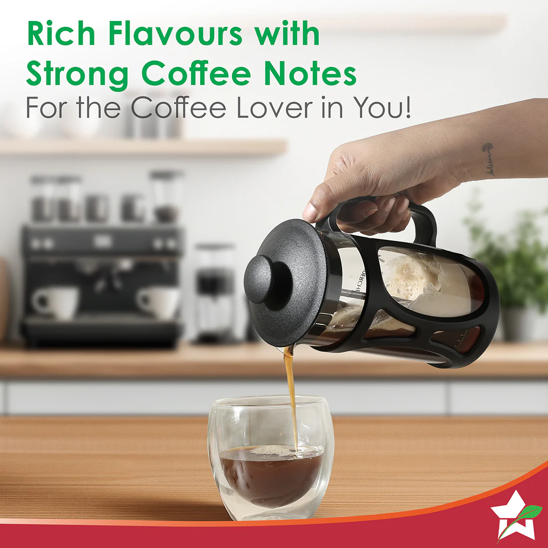 WONDERCHEF French Press Coffee Maker 600 ml | Heat Resistant Borosilicate Glass Carafe | 18/8 Stainless Steel 4 -Level Strainer System| Brew in 3 Mins | 1 Year Warranty WON805-63155208 - Image 4