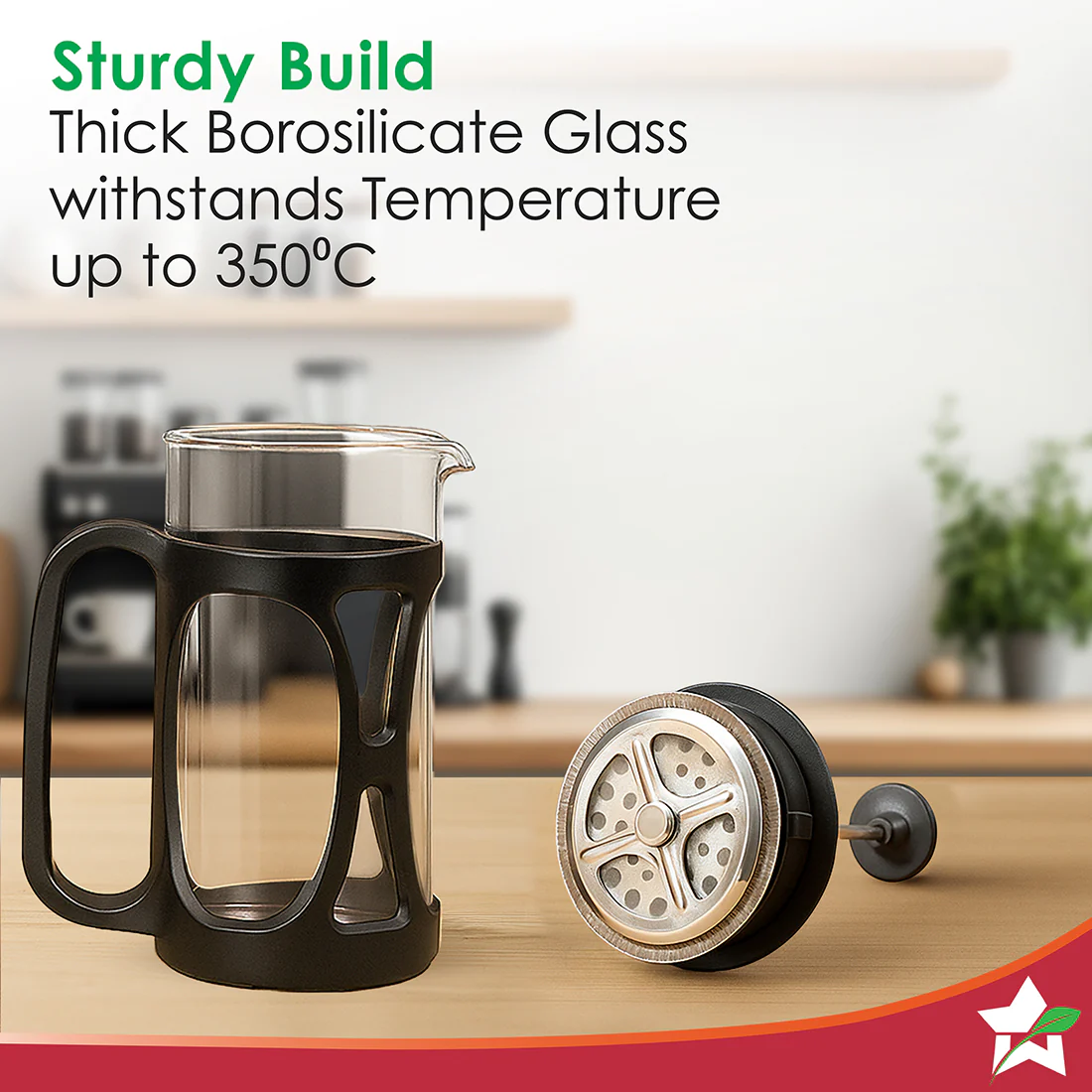 WONDERCHEF French Press Coffee Maker 600 ml | Heat Resistant Borosilicate Glass Carafe | 18/8 Stainless Steel 4 -Level Strainer System| Brew in 3 Mins | 1 Year Warranty WON805-63155208 - Image 6