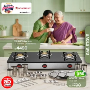 WONDERCHEF Galaxy 3 Burner Auto Gas Stove | 6mm Toughened Glass | Piezo Auto Ignition | 2 Years Warranty WON807-63154813