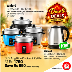 Diwali Offer Bundle Sanford Rice Cooker 1.8L SF1152RC (as per colour available) + SF3343EK Cordless Kettle