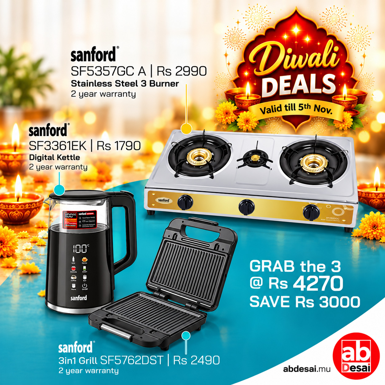 SANFORD Bundle Offer SAVE Rs 3000 (sf3361+Sf5357GC-A+SF5762DST)
