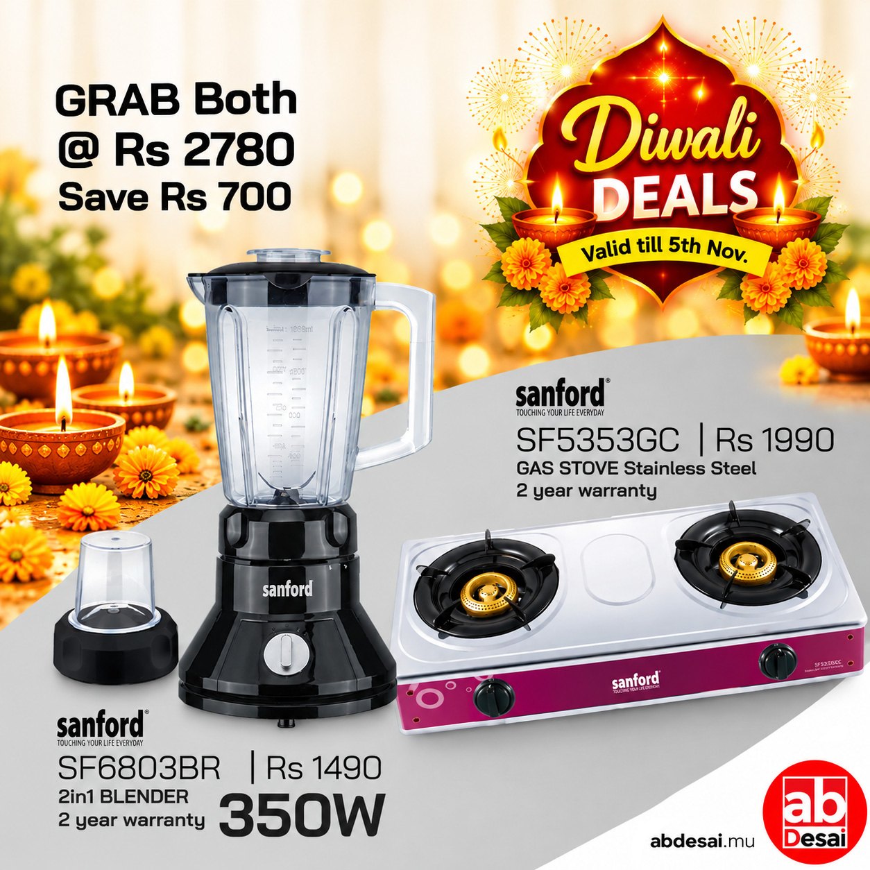 Diwali Offer SANFORD Bundle Offer SAVE Rs 1000 (SF6803BR+SF5353GC)
